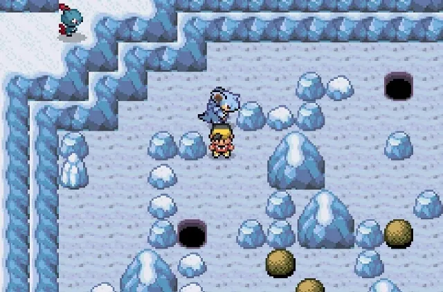 Pokemon Heart & Soul v2.0.0 Ice Path room with Strength boulders and floor holes