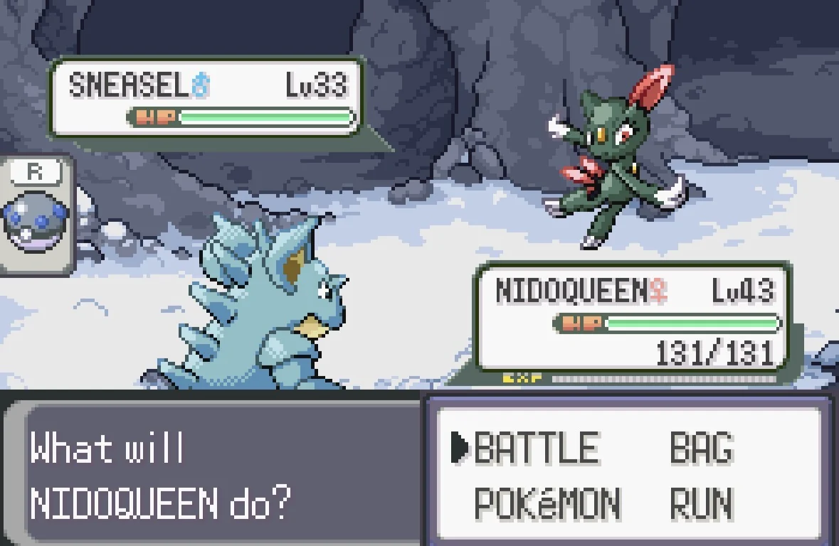 Pokemon battle using the new icy cave battle background