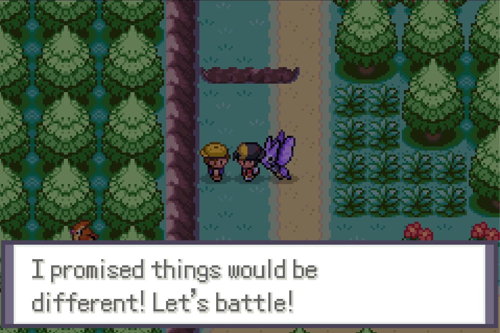 Player meeting a registered trainer on a route for a rematch